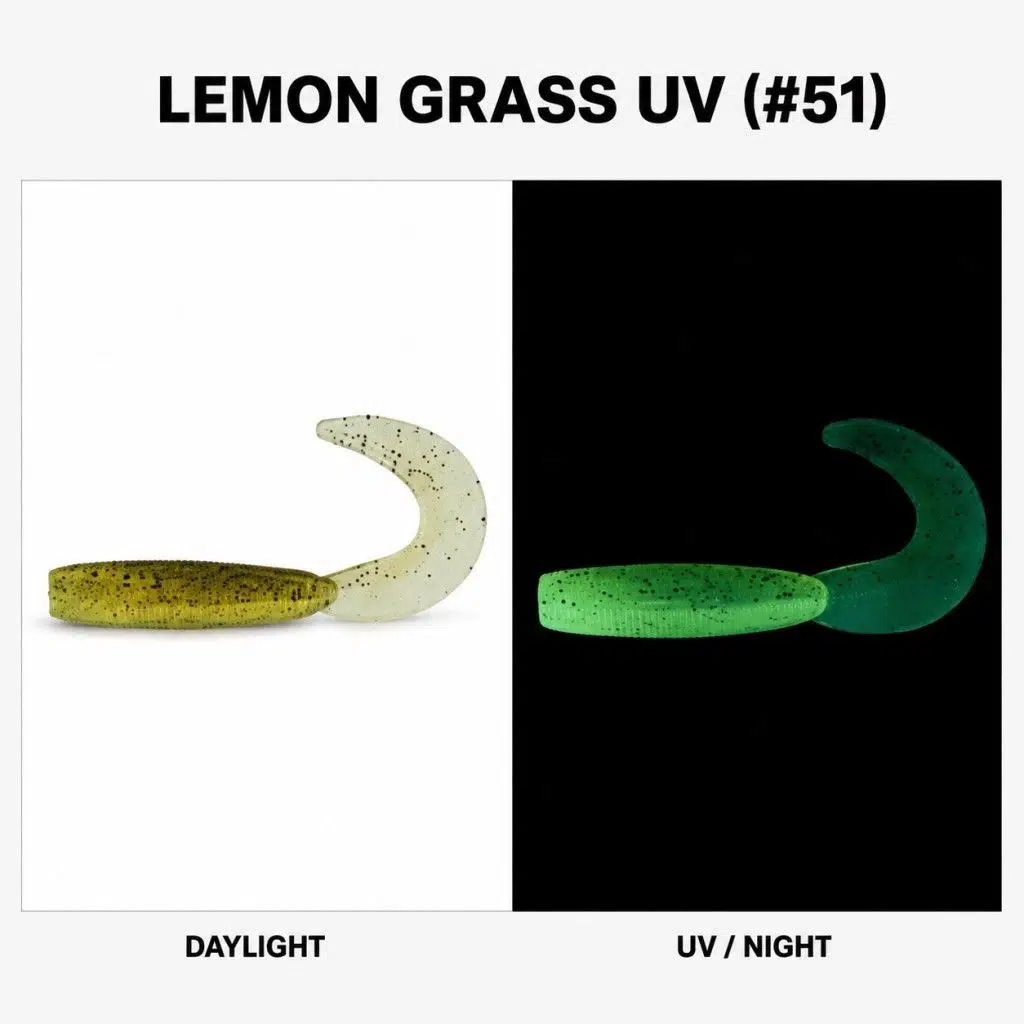 Daiwa Bait Junkie Grub 6.35 cm Silikon Yem - LEMON GRASS UV (#51) GP Chartreuse UV (#18)