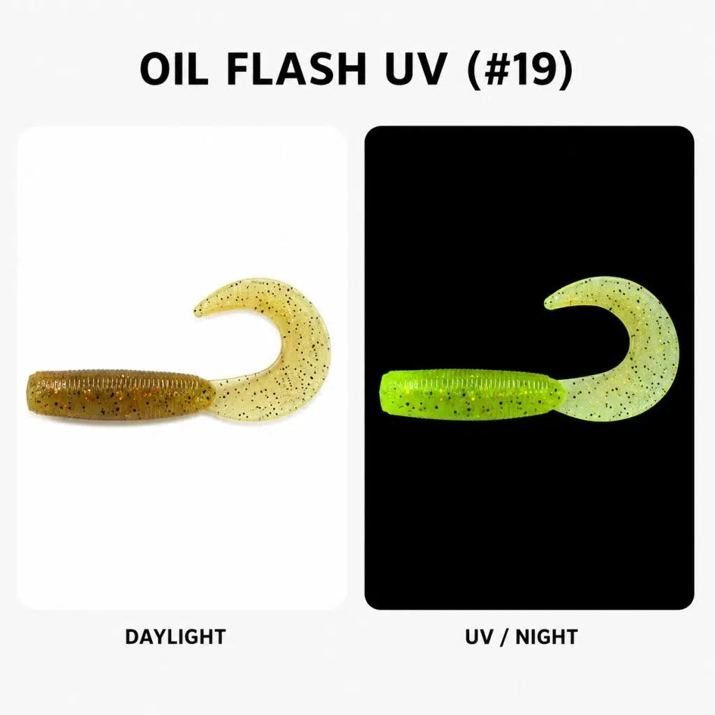 Daiwa Bait Junkie Grub 6.35 cm Silikon Yem - OIL FLASH UV (#19)