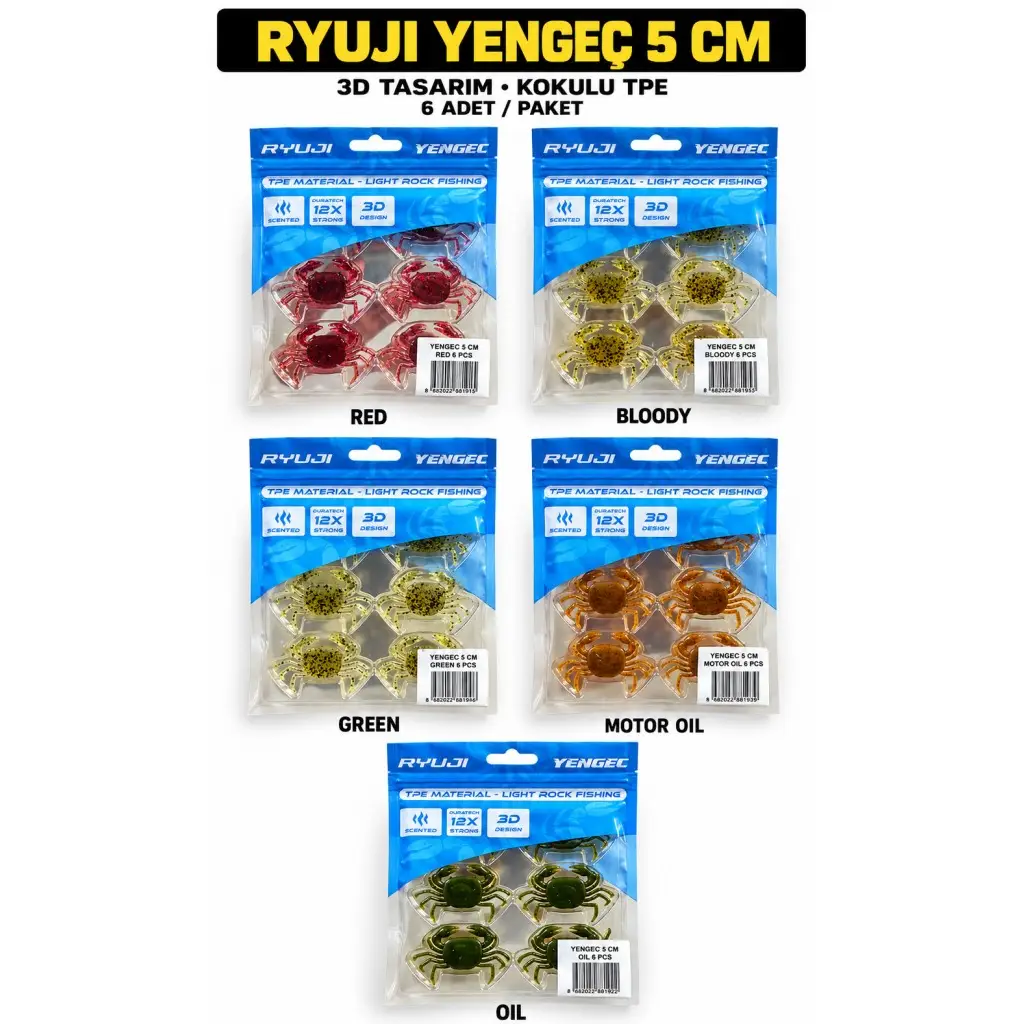 Ryuji Yengeç 5 Cm Silikon Yem 6 pcs