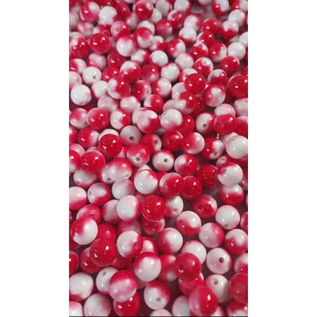 Sazan Boncuk Yemi Beyaz Kırmızı 10 mm 25 Adet