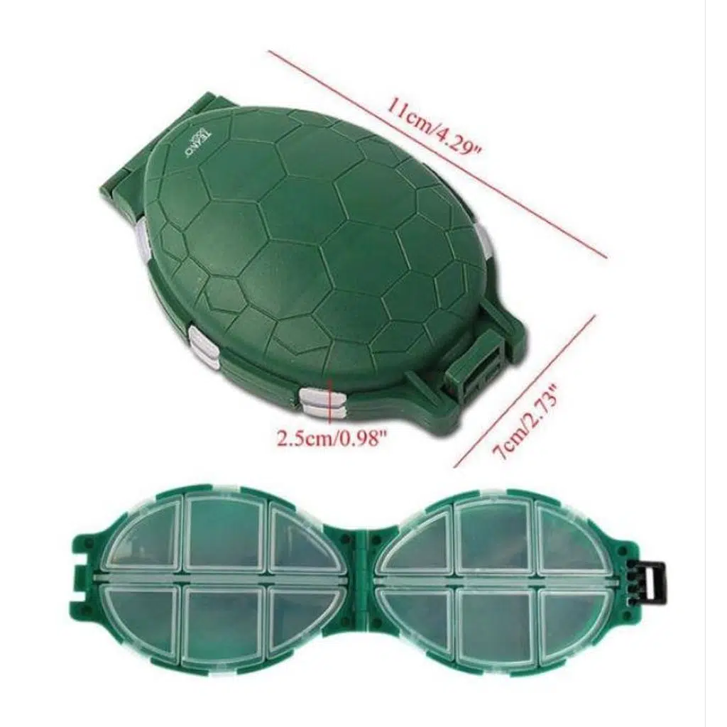 Shufa İğne Kutusu 12 Gözlü Plastik Kaplumbağa Balıkçı Kutu