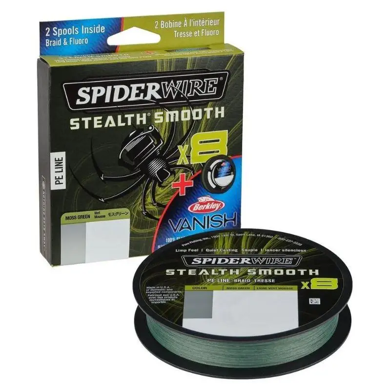 Spider Wire 8 Braid & Fluorocarbon Duo Spool System 150 & 50m Moss Green/Clear Spider Wire 8 Braid & Fluorocarbon Duo Spool System 150 & 50m Moss Green/Clear
